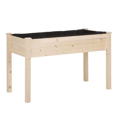 Pflanzgefäß auf Beinen für den Gemüsegarten, Maße: 122 L x 56 B x 76 H cm. Bewässerungseinsätze + Drainagefilz inklusive, massives Tannenholz