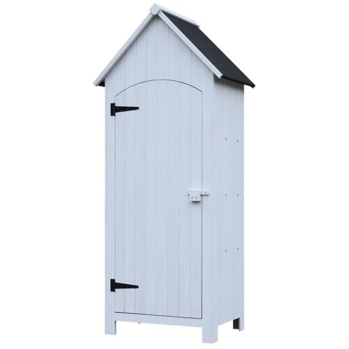 Armoire abri de jardin remise pour outils 3 étagères porte loquet toit pente bitumé dim. 77L x 54l x 179H cm bois sapin