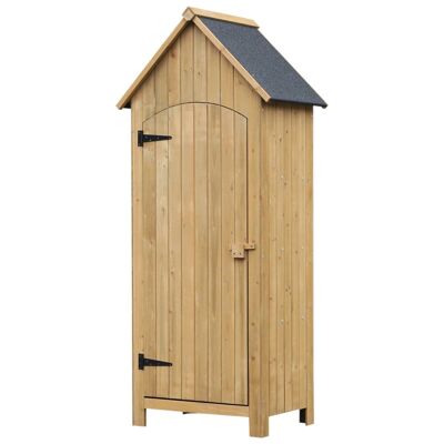 Garden shed cabinet shed for tools 3 shelves latch door asphalt roof dim. 77L x 54W x 179H cm pre-oiled fir wood