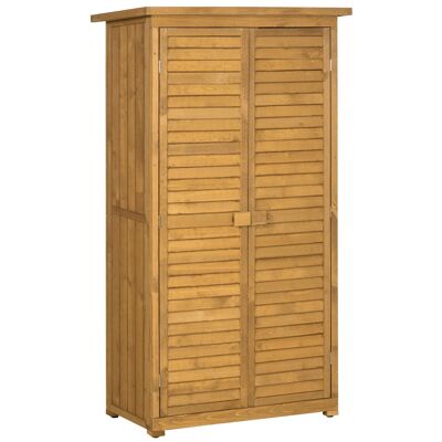 Garden cabinet garden shed tool shed on stand 2 shelves louvered doors waterproof bituminous roof pre-oiled fir wood