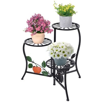 Metal plant stand with 3 levels elegant foldable indoor/outdoor dim. 64L x 45W x 56H cm black
