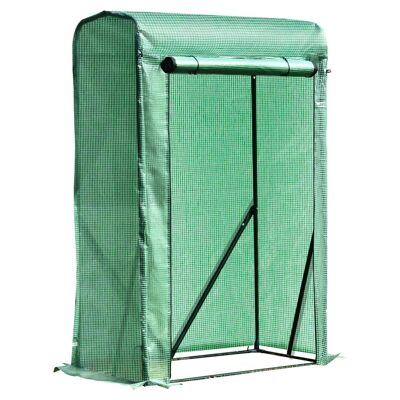 Serre de jardin serre à tomates anti-UV dim. 100L x 50l x 150H cm porte zipée déroulante acier PE vert