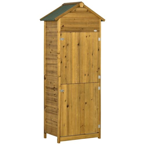 Armoire de jardin remise pour outils dim. 79L x 49l x 190H cm 2 portes 2 étagères toit bitumé étanche bois sapin autoclave