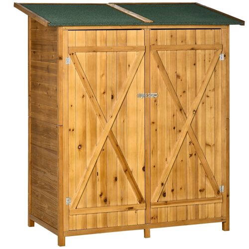 Abri de jardin armoire de jardin remise pour outils sur pied dim. 140L x 75l x 157H cm 2 étagères 2 portes toit bitumé étanche bois sapin pré-huilé