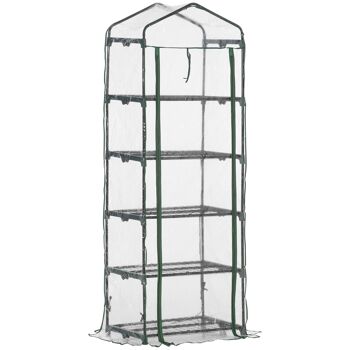 Serre de jardin balcon étagère serre 5 niveaux 0,69L x 0,49l x 1,93H m acier galvanisé bâche amovible PVC vert 1