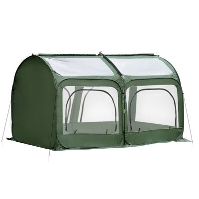 Serra pop-up - serra da giardino pop-up - 4 ante avvolgibili con cerniera - dim.2,5L x 1,25L x 1,35H m - borsa per il trasporto inclusa - PVC verde