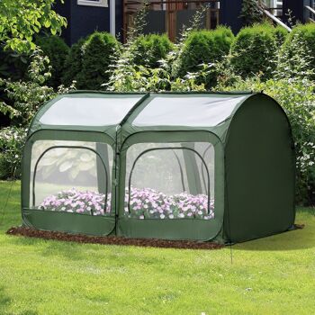 Serre pop-up - serre de jardin pop-up - 4 portes zippées enroulables - dim. 2,5L x 1,25l x 1,35H m - sac transport inclus - PVC vert 2