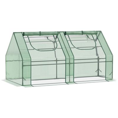Mini jardín invernadero tomate invernadero lona doble 180L x 90W x 90H cm acero PE PVC 2 ventanas con cremallera enrollable verde