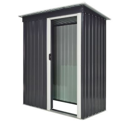 Cobertizo de jardín - cobertizo para herramientas - cobertizo con puerta con cerradura - Dimensiones 163L x 89W x 182H cm - chapa de acero blanco negro