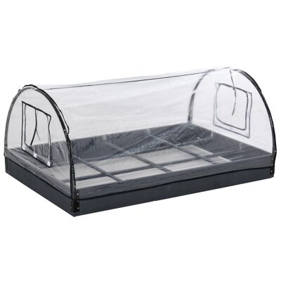 Mini garden greenhouse tomato greenhouse mini greenhouse for sowing square vegetable garden gray fir wood PVC tarpaulin