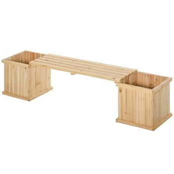 Banc de jardin jardinière double 2 en 1 - inserts d'irrigation + feutre drainage inclus - bois sapin pré-huilé 1