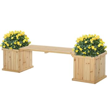 Banc de jardin jardinière double 2 en 1 - inserts d'irrigation + feutre drainage inclus - bois sapin pré-huilé 4