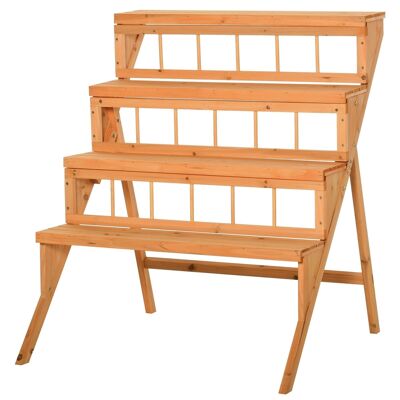 Wooden flower ladder shelf - wooden plant holder 4 shelves - pre-oiled fir wood