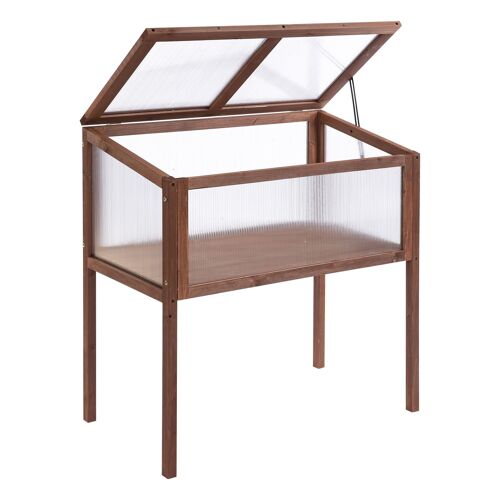 Mini serre sur pieds dim. 90L x 50l x 93H cm toit ouvrable panneaux de polycarbonate bois sapin traité