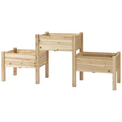 Fioriera su gambe orto quadrato 2 piani dim.184L x 45L x 80H cm inserti per irrigazione in legno di abete preoliato