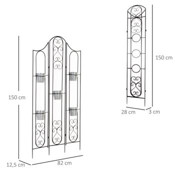 Étagère de pots de fleurs plantes en métal style fer forgé - support de plantes pliable métal à planter - 5 pots fleurs inclus 3