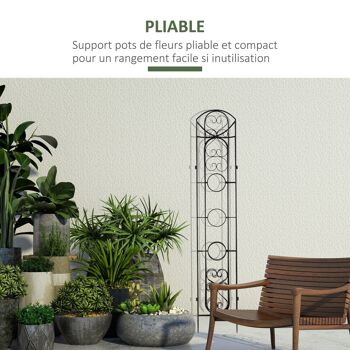 Étagère de pots de fleurs plantes en métal style fer forgé - support de plantes pliable métal à planter - 5 pots fleurs inclus 5