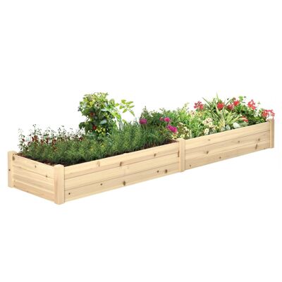 Garten-Gemüsebeet, Maße: 244 x 61,5 x 27 cm, Drainagefilz, inklusive Trennung aus Tannenholz