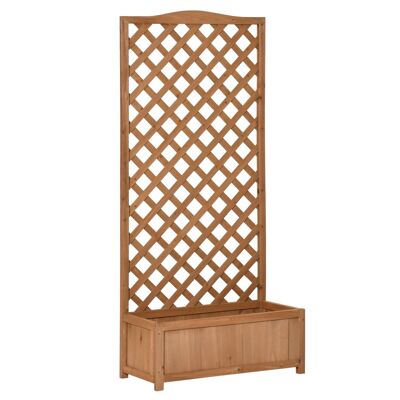 Planter with trellis - flower box - standing planter - dim. 76L x 36W x 170H cm - slatted bottom - pre-oiled fir wood