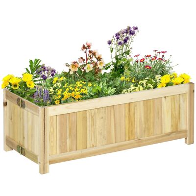Foldable standing planter flower box dim. 70L x 30W x 25H cm body with pre-oiled fir wood slat appearance