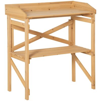 Mesa para macetas de jardinería - estante de listones - tablero con bordes - madera de abeto preaceitada