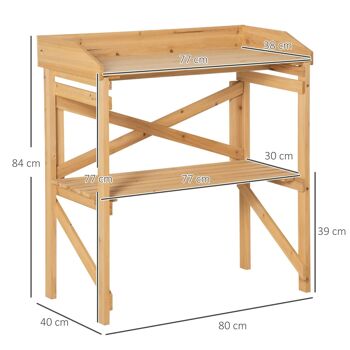 Table de rempotage jardinage - étagère à lattes - plateau avec rebords - bois sapin pré-huilé 3