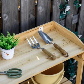 Table de rempotage jardinage - étagère à lattes - plateau avec rebords - bois sapin pré-huilé 4