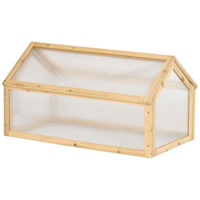 Mini invernadero de jardín invernadero de tomates dim.90L x 52W x 49,5H cm techo practicable paneles de policarbonato de madera de abeto preaceitada