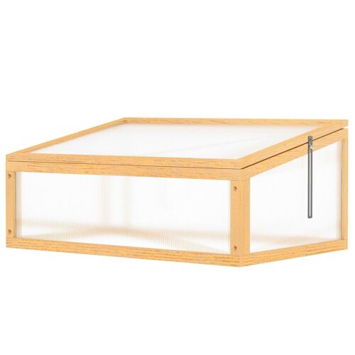 Mini serre de jardin serre à tomates dim. 90L x 60l x 40H cm toit ouvrable panneaux de polycarbonate bois sapin pré-huilé