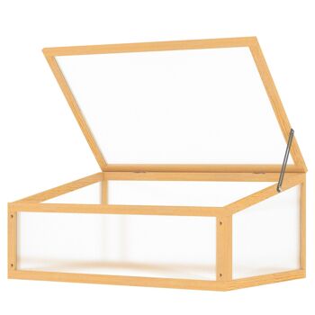 Mini serre de jardin serre à tomates dim. 90L x 60l x 40H cm toit ouvrable panneaux de polycarbonate bois sapin pré-huilé 4