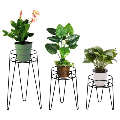 Hairpin design flower pot holders - plant stands - black epoxy metal