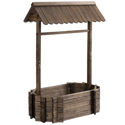 Design planter garden well with roof - vegetable patch dim. 93L x 55W x 137H cm - fir wood treated with carbonization