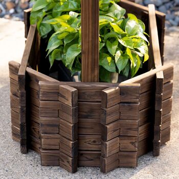 Jardinière design puit de jardin avec toit - carré potager dim. 93L x 55l x 137H cm - bois sapin traité carbonisation 4