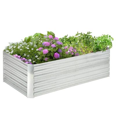 Reinforced garden vegetable bed - dim. 180L x 90W x 59H cm - galvanized corrugated steel sheet