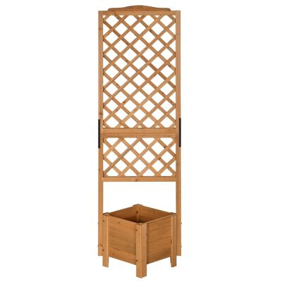 Jardinière avec treillis - bac à fleurs - jardinière sur pied - dim. 54,5L x 52l x 180H cm - bois sapin pré-huilé