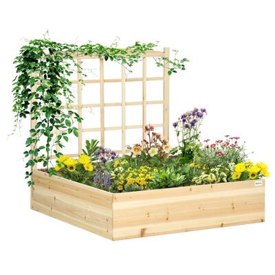 Jardinera con enrejado - Jardinera escalonada de 3 niveles - Dimensiones 95L x 95W x 110H cm - madera de abeto preaceitada