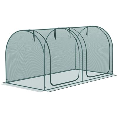 Garden tunnel greenhouse tomato greenhouse net solar protection 2 roll-up zipped doors green HDPE steel