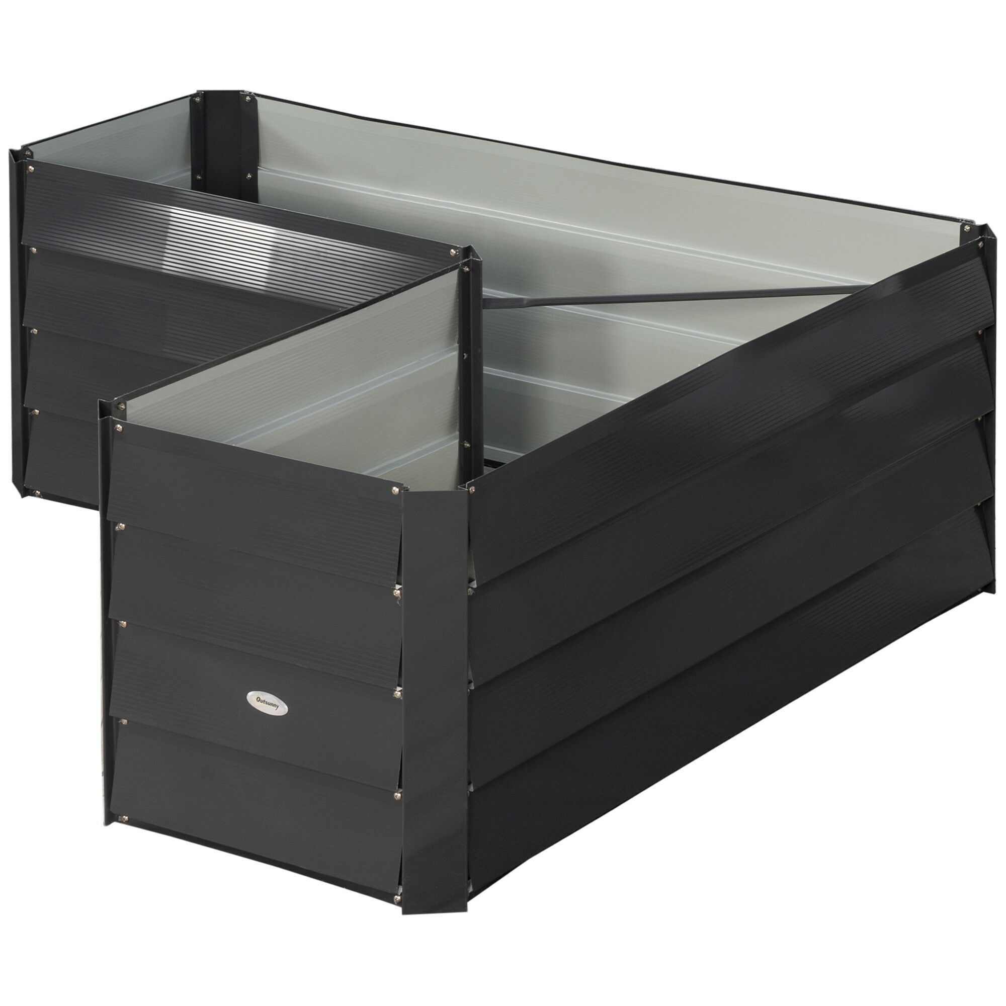 Fioriera angolare quadrata senza fondo - 115L x 115L x 44H cm - acciaio zincato grigio scuro