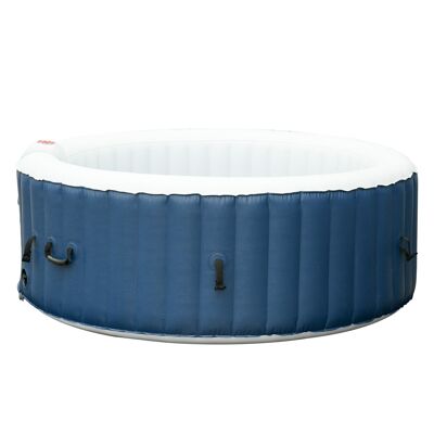 Runder aufblasbarer Whirlpool für 4 Personen Ø 1,80 x 0,65 m – 100 Hydromassage-Luftdüsen – Filter-Heizfunktionen – blau-weiße PVC-Auskleidung