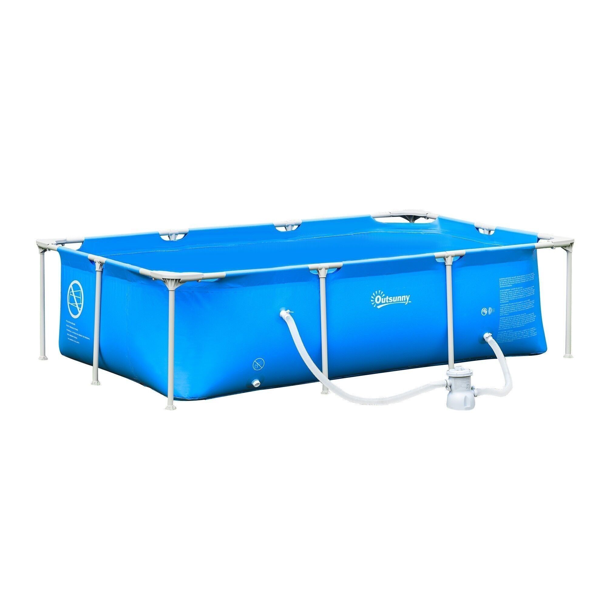 Piscina tubolare rettangolare fuori terra struttura in metallo con filtro 252L x 152L x 65H cm blu