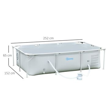 Piscine tubulaire hors sol rectangulaire cadre en métal avec filtre 252L x 152l x 65H cm gris 3