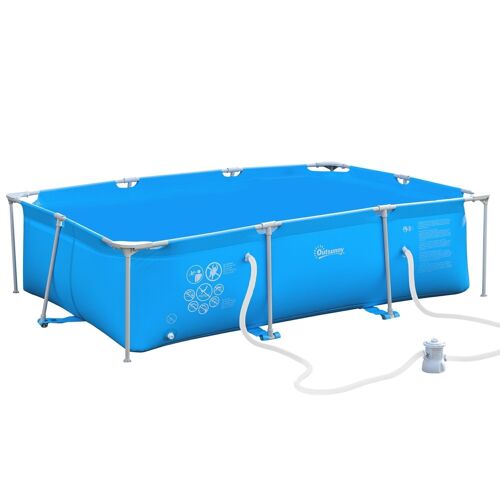 Piscine tubulaire hors sol rectangulaire cadre en métal avec filtre 292L x 190l x 75H cm bleu