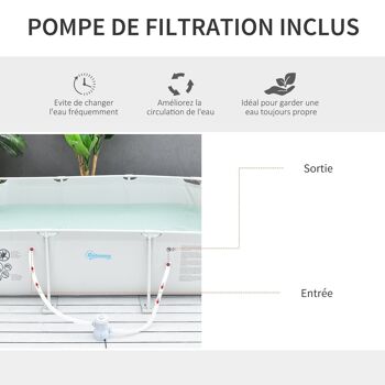 Piscine tubulaire hors sol rectangulaire cadre en métal avec filtre 292L x 190l x 75H cm gris 4