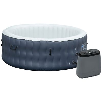 Runder aufblasbarer Whirlpool für 6 Personen Ø 1,95 x 0,68 m – 108 Hydromassage-Luftdüsen – Filter-Heizfunktionen – blau-weiße PVC-ABS-Auskleidung