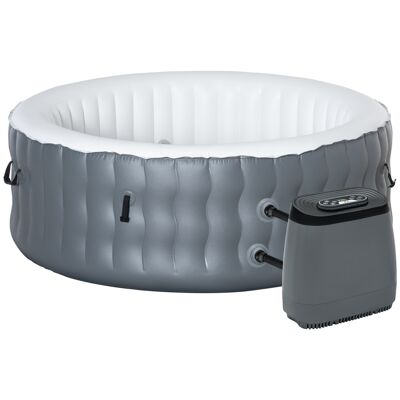 Round inflatable spa for 4 people Ø 1.8 x 0.68H m - 108 hydro-massage air nozzles - heating filtration functions - gray white PVC ABS liner