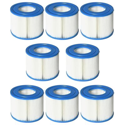 Juego de 8 cartuchos de filtro para spa - cartuchos de filtro - PP fibras de Dacron blanco azul