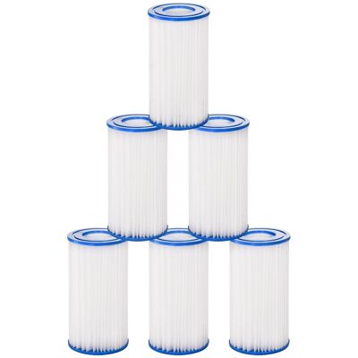 Set of 6 filter cartridges for spa - filter cartridges - PP blue white Dacron fibers