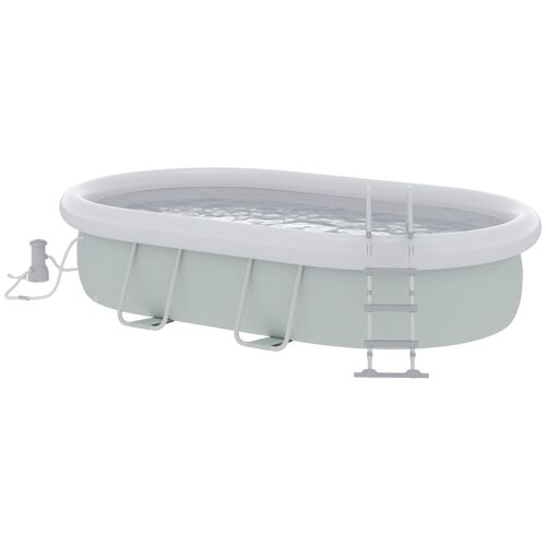 Piscine tubulaire hors sol 8 personnes avec accessoires dim. 540L x 304l x 106H cm acier PVC gris clair