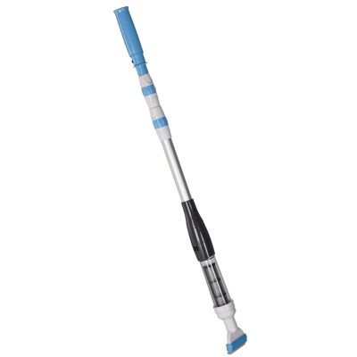 Scopa elettrica cordless per piscina spa - manico telescopico 106-162 cm - spazzola, sacco filtro - ABS alu. - blu bianco