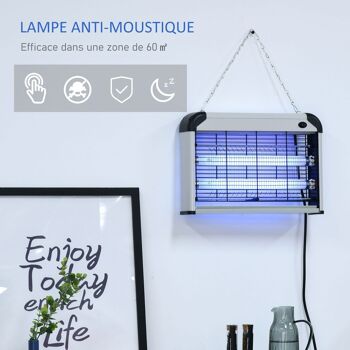 Outsunny Lampe UV anti-insectes anti moustique tue mouche électrique destructeur d'insectes 20 W noir gris 3